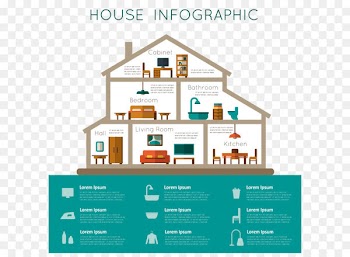 Infographic House Home Room - Color three-dimensional design vector material arrow 