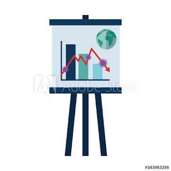 infographic of stock market variation by covid 19 with paper board design