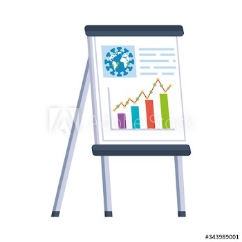 infographic of stock market variation by covid 19 with paper board design