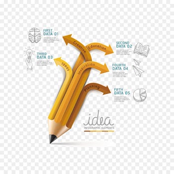 Infographic Pencil Education Illustration - Flat Creative pen 