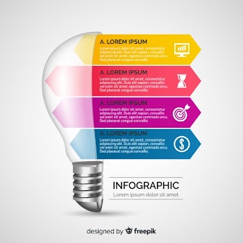 Infographic realistic light bulb Free Vector