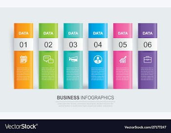 Infographics tab paper index with 6 data template vector image