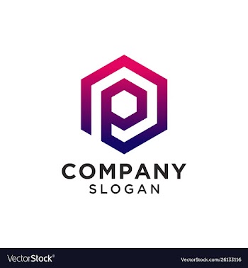 Initial hexagonal letter p logo design vector image