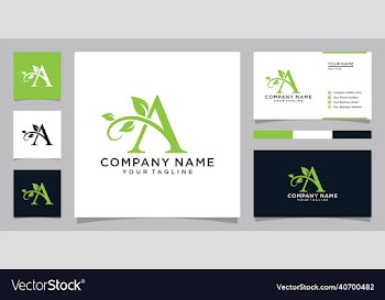 initial letter a logo with leaves
