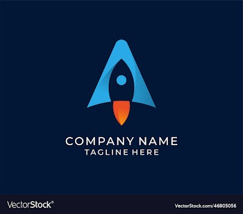 initial letter a with rocket shape logo design