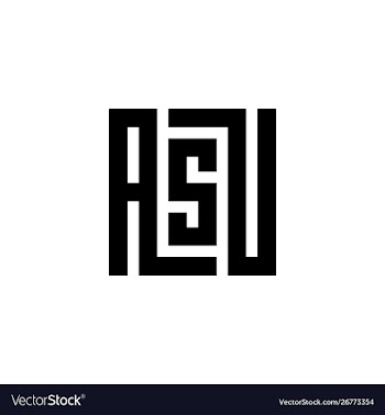 Initial letter asu logo emblem black and white vector image