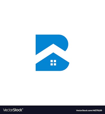 initial letter b and house logo design template