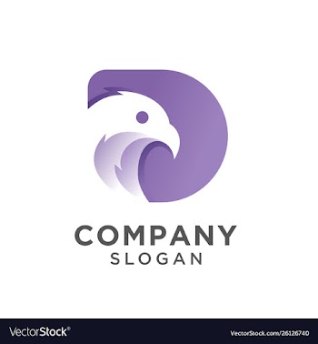 Initial letter d with eagle logo design vector image
