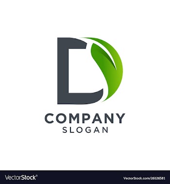 Initial letter d with leaf logo design vector image