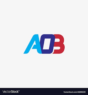 initial letter logo aob company name blue and mage