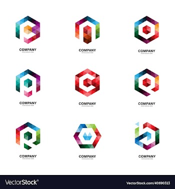 initial letter logo bundle design with hexagons