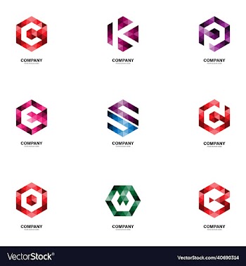 initial letter logo bundle design with hexagons