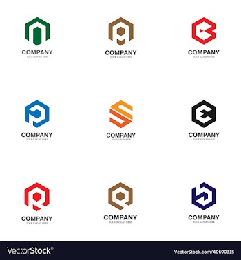 initial letter logo bundle design with hexagons