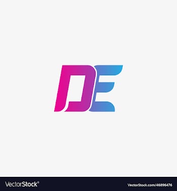 initial letter logo de company name blue and magen