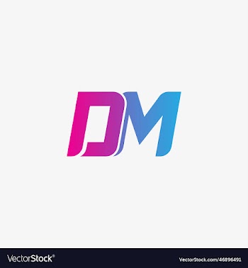 initial letter logo dm company name blue and magen