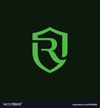 initial letter r shield safe secure logo design