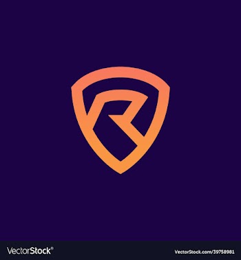 initial letter r shield security safe logo icon ve