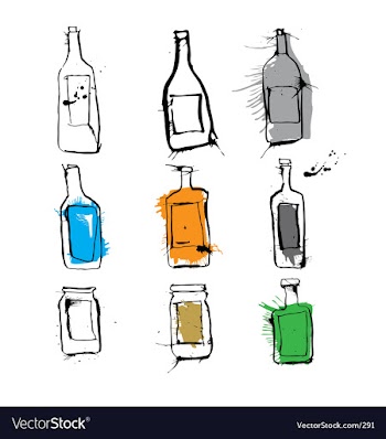 Ink bottles and jars vector image