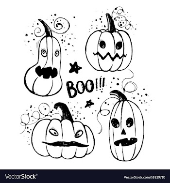 Ink hand drawn halloween pumpkin characters vector image