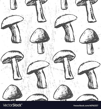 Ink hand drawn seamless pattern with mushrooms vector image