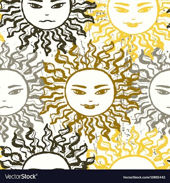 Ink hand drawn slavic sun seamless patttern vector image
