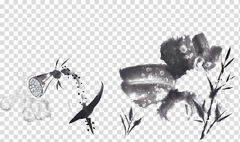 Ink wash painting Chinese painting Bird-and-flower painting Gongbi Watercolor painting, Ink lotus lotus transparent background PNG clipart