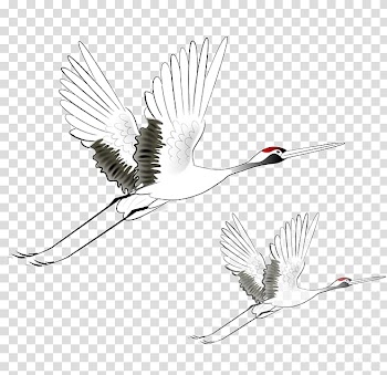 Ink wash painting Graphic design, white crane transparent background PNG clipart