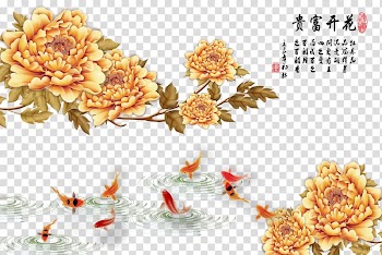 Ink wash painting Moutan peony Chinese painting, Rich flowering transparent background PNG clipart