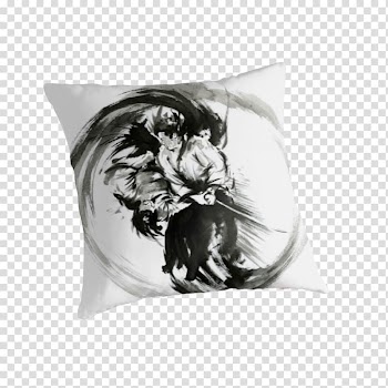 Ink wash painting Samurai Aikido Art, watercolor round transparent background PNG clipart