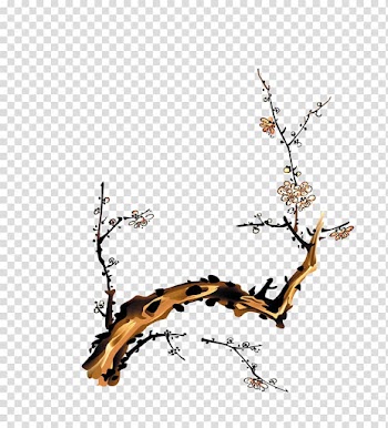 Ink wash painting Shan shui Chinese painting, Plum flower transparent background PNG clipart