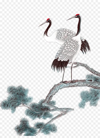 Ink wash painting Siberian crane - Crane Pictures 