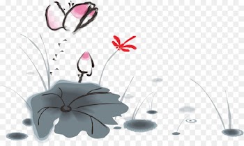 Ink wash painting Vector graphics Image Shan shui Design - dragonflies 