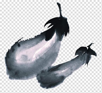 Ink wash painting Vegetable Watercolor painting Chinese painting, Ink eggplant transparent background PNG clipart