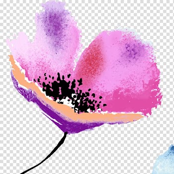 Ink wash painting Watercolor painting, A hand-painted purple pink hibiscus transparent background PNG clipart