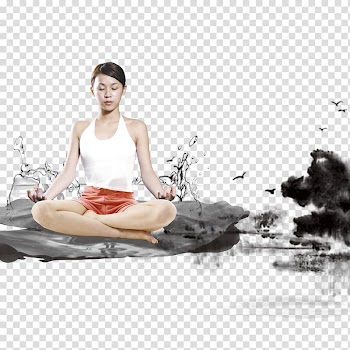 Ink wash painting Watercolor painting Ink brush, Yoga beauty transparent background PNG clipart
