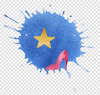Ink Watercolor painting Blue, Ink blue high heels transparent background PNG clipart
