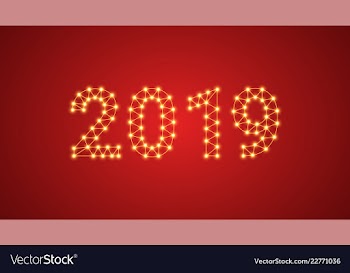 Inscription of 2019 with neon lamps text vector image