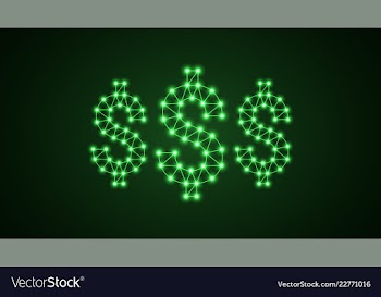 Inscription of 3 dollars with neon lamps vector image