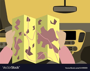 Inside car road map vector image