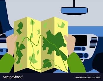 Inside car road map vector image