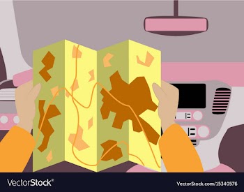 Inside car road map vector image