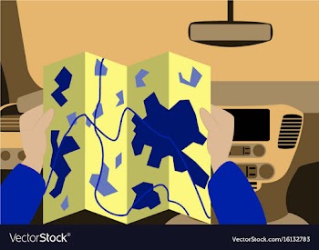 Inside car road map vector image