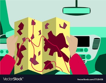 Inside car road map vector image