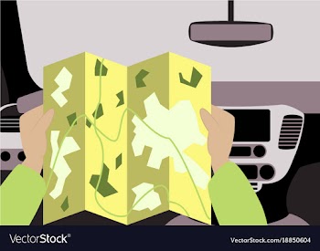 Inside car road map vector image