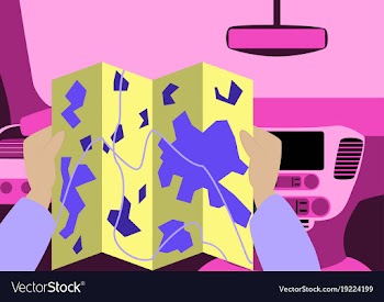 Inside car road map vector image