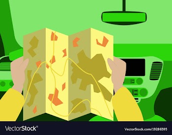 Inside car road map vector image