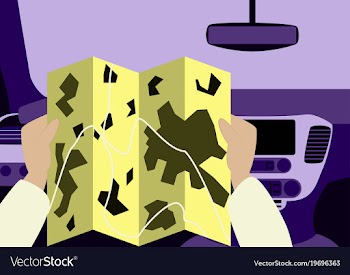Inside car road map vector image