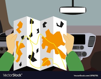 Inside car road map vector image