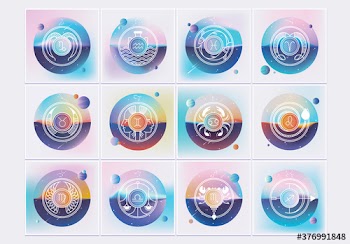 Insieme logo dello zodiaco gradiente