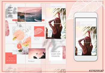 Instagram 用のアクアグリッドレイアウト